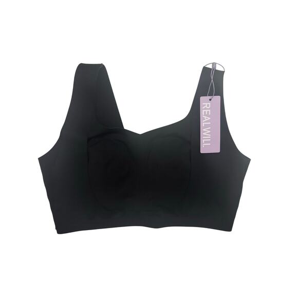 NWT REAL WILL Sculpt Minimizer push up wireless bra wide straps black Large - Picture 2 of 8